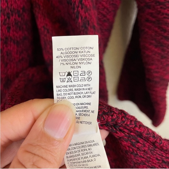 Lucky Brand Marled Open Front Long Cardigan Sweater Red Size 1X - Picture 8 of 9